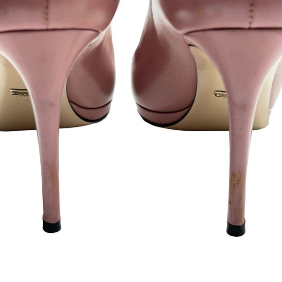 Gucci Horsebit Peep Toe Heels Pumps Size 39 Pink Mauve Stilettos - Picture 8 of 12